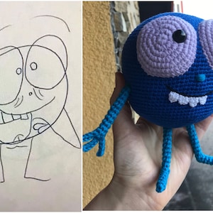 Doll by Child's Drawing,Convert Drawing into Plushies,Personalized doll,Gift from art,Custom plush from kids drawing,Personalized plush zdjęcie 10