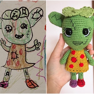 Doll by Child's Drawing,Convert Drawing into Plushies,Personalized doll,Gift from art,Custom plush from kids drawing,Personalized plush zdjęcie 9