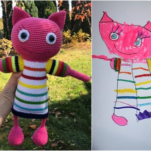 Doll by Drawing,Crochet Exclusive Toy,Original Gift,Custom design from picture,Best gift for kids image 2