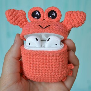 Crab Airpods Case,Crochet Case for apple AirPods,earphone,charging case