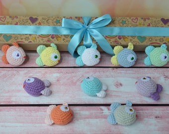 Pesci piccoli, Pesci all'uncinetto, Pesci piccoli, Pesci carini, Peluche, Pesci amigurumi, Pesci di cotone, Decorazione di pesci, Regalo per gli amanti, Set da gioco