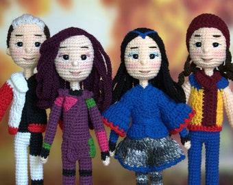 Descendants Mal Evie Carlos Jay Crochet Boy Doll Amigurumi doll Descendants dolls birthday gift