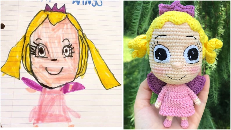 Doll by Child's Drawing,Convert Drawing into Plushies,Personalized doll,Gift from art,Custom plush from kids drawing,Personalized plush zdjęcie 2