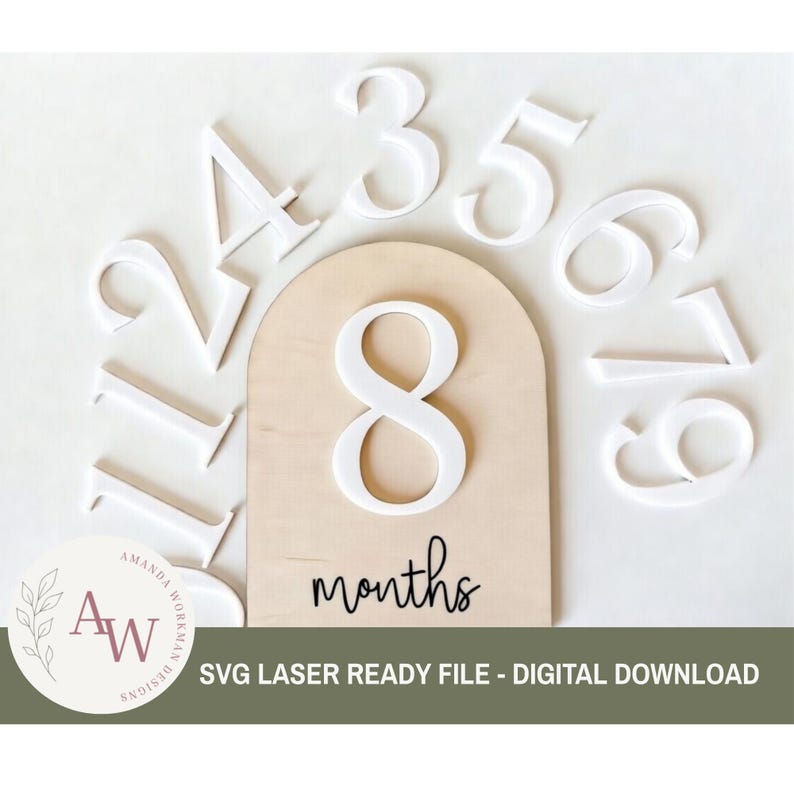 Arched Baby Milestone Cards Interchangeable Numbers, 5 Font Options - 2 ...
