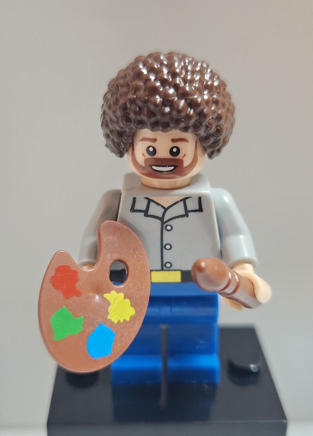 Bob Ross Painting Minifigure Mini Figure With Painter Supplies and