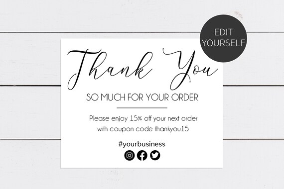Thank You Note Business Thank You Template Modernthank You | Etsy