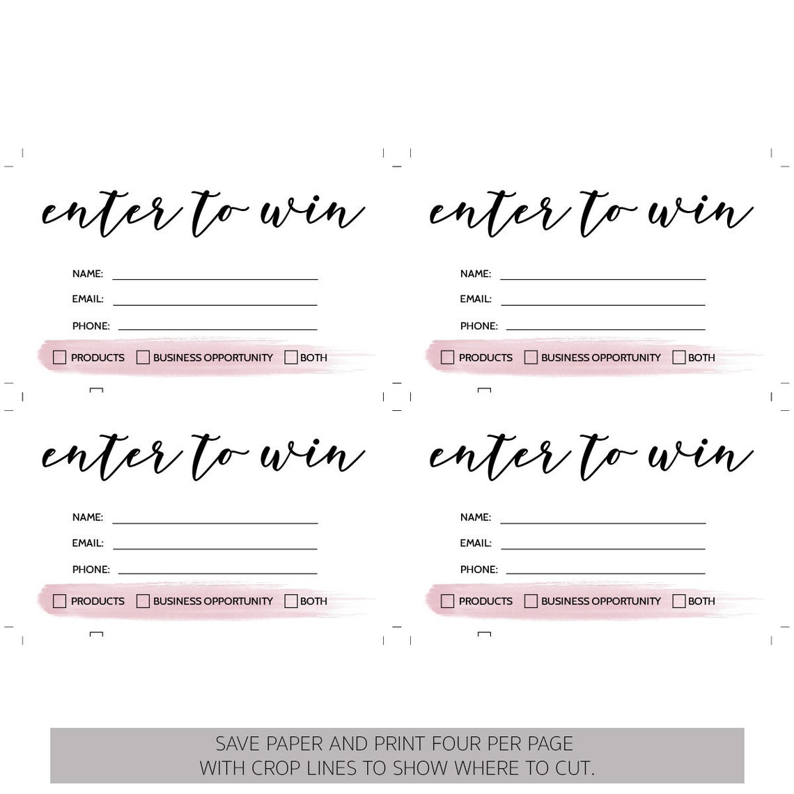 Raffle Ticket Template Enter To Win Template Business Etsy