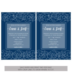 Printable Wedding Invitation Wedding Invite Navy Blue - Etsy