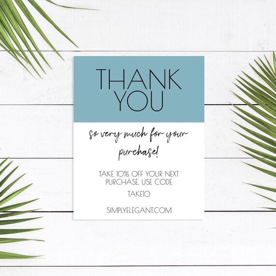 Thank You Note Business Thank You Template Blue Thank You | Etsy