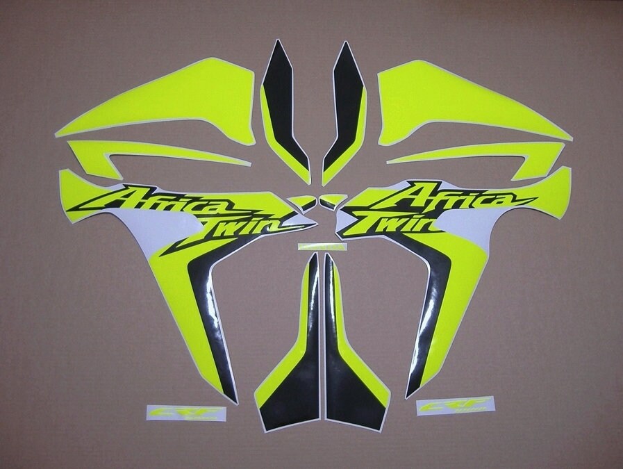 Africa Twin CRF 1000L custom neon yellow decals stickers set fluorescent signal 