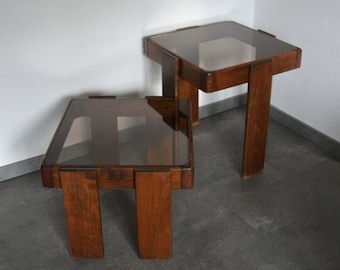 One of two mid-century modern Nesting Tables, Meblo, Gianfranco Frattini, 60s, made in Yugoslavia