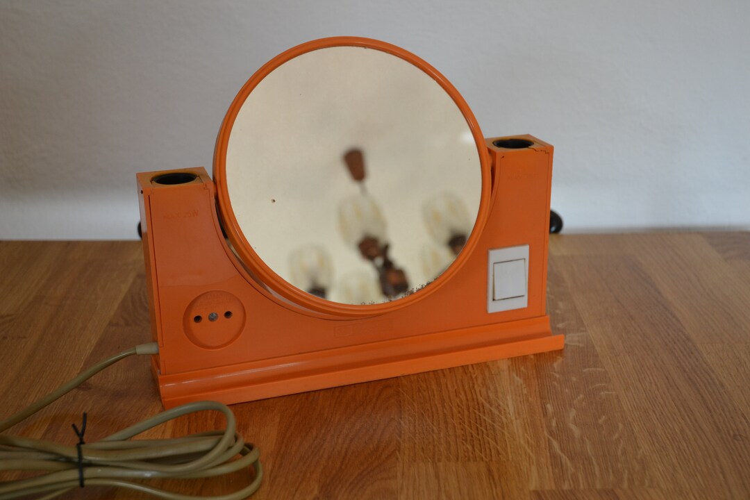 Vintage Vanity Mirror Orange Space Age Elma Mirror Lamp Etsy UK