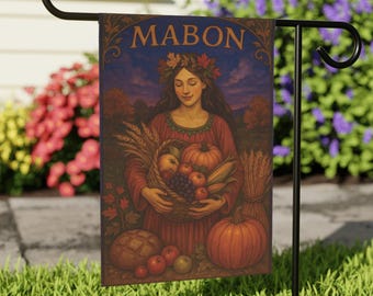 Mabon Garden Flag | Autumn Equinox Outdoor Banner Pagan Harvest Decor Witchy Wiccan Fall Yard Decoration Sabbat Altar Flag