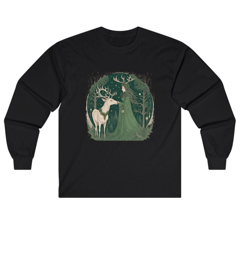 Mystical Forest Long Sleeve Tee - Eco-Friendly Tee, Nature Lover Gift, Boho Apparel, Outdoor Enthusiast Top, Spiritual Fashion image 1