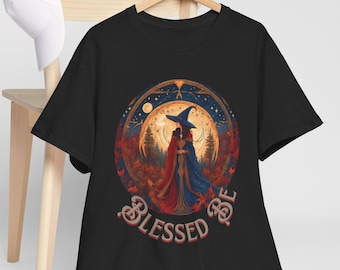 Blessed Be Unisex Heavy Cotton Tee, Witchy Shirt for Pagans, Gifting for Halloween, Casual Wear, Spiritual Apparel, Festival Top