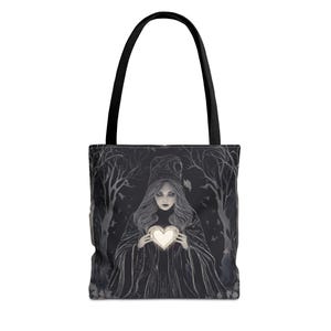 Mystische Herz Einkaufstasche - Gothic Mode, Witchy Style, Witchy Geschenk, Perfekt für Halloween, den alltäglichen Gebrauch, Stilvolles Accessoire