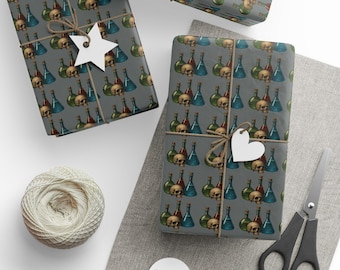 Witchy Potion Bottle Wrapping Paper I Have Potions for That Spellcraft, Skulls & Alchemy Gift Wrap for Witches and Magical Occasions