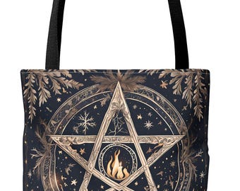 Bolso de mano con pentagrama místico, accesorios de brujería, regalos esotéricos, bolso pagano, estilo bohemio, bolso de mano para uso diario.