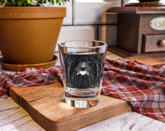 Mystical Heart Shot Glass | Dark Fantasy Drinkware, Gothic Party Favor, Unique Gift for Collectors, Halloween Decor, Artisan Barware