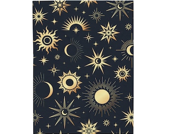 Celestial Velveteen Throw Blanket | Mystical Home Decor | Witch Blanket | Pagan Bedroom Decor | 3 Sizes Available | Cozy Witchy Blanket