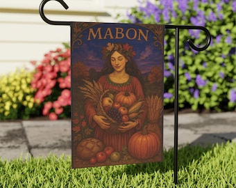 Drapeau du jardin Mabon | Bannière extérieure d'équinoxe d'automne, décoration de récolte païenne, décoration de jardin d'automne wicca sorcière, drapeau d'autel du sabbat