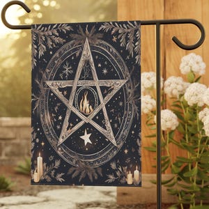 Witchy Garden Flag, Mystical Home Décor, Pagan Banner, Outdoor Witchcraft Sign, Dark Aesthetic Yard Decoration