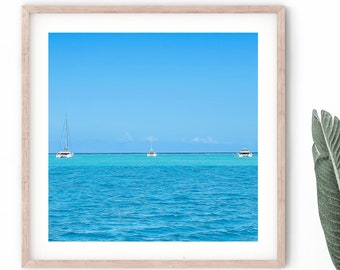 French Polynesia Boats in Lagoon Digital Photograph - Printable Download