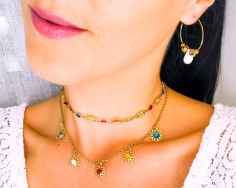 AMALFI 14K gold zircon flower pendants necklace | dainty gold necklace-flower necklace-flower jewelry-minimal boho necklace-14k gold filled