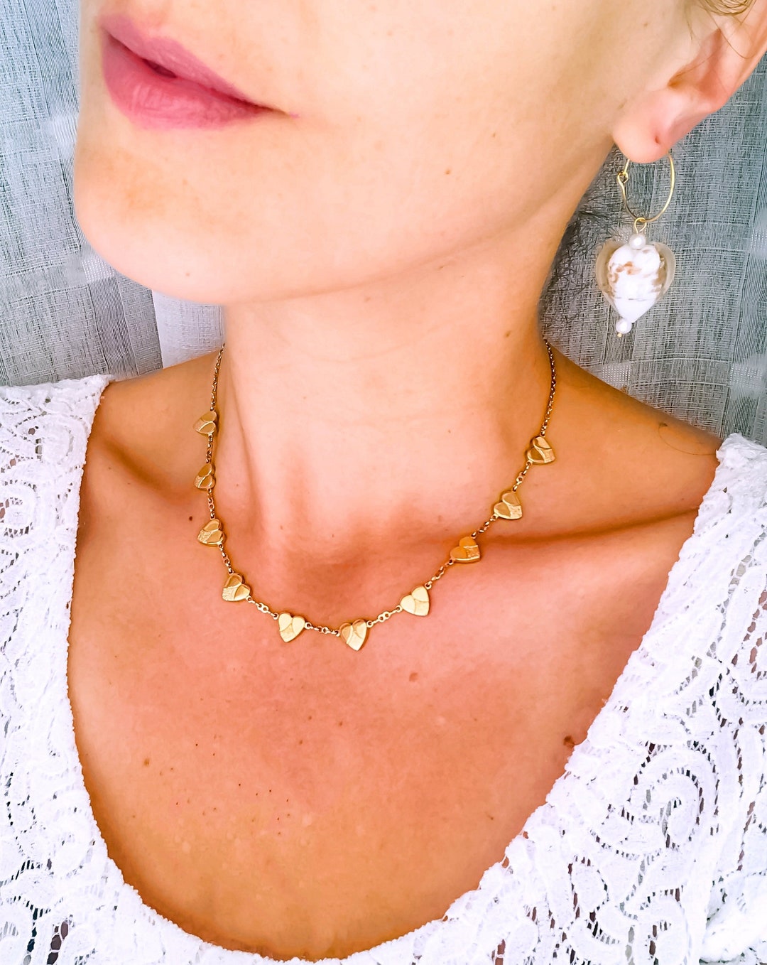 Gold Hearts 14K Gold Chain Dainty Minimal Necklace Gold Etsy