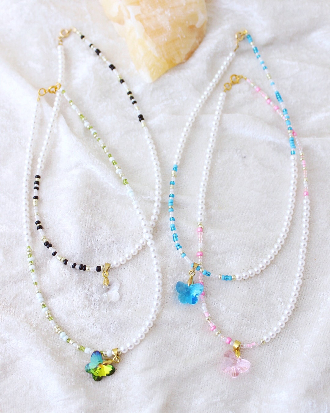 Layered Pearl Chain Butterfly Necklace main image 0