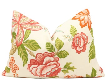 Ready to ship** Schumacher Huntington Gardens pillow cover in Coral 175561 - Double sided // Designer pillow cover // High end pillow cover