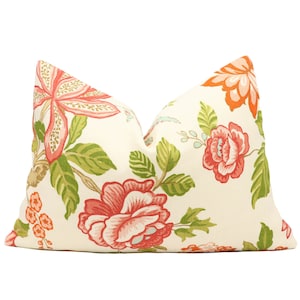 Ready to ship** Schumacher Huntington Gardens pillow cover in Coral 175561 - Double sided // Designer pillow cover // High end pillow cover