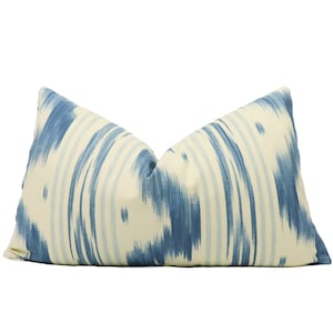 Pierre Frey Toile de Nantes pillow cover in Bleu ancien F1977001 - ON BOTH SIDES // Designer pillow cover // High end pillow with knife edge