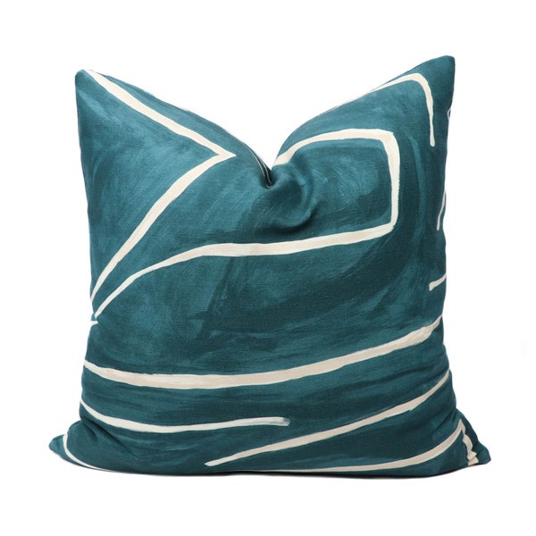 Lee Jofa Graffito pillow cover in Teal/Pearl GWF-3530.53.0 - on both sides // Designer pillow // High end pillow // Decorative pillow