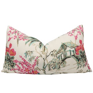 Brunschwig & Fils Tongli Print pillow cover in Peony 8019138.713.0 // Designer pillow // High end pillow // Decorative pillow.