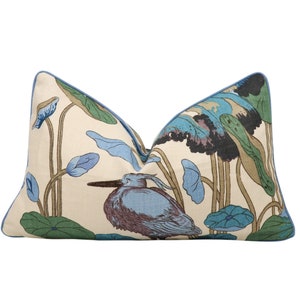 Lee Jofa Nympheus linen pillow cover in Aqua/Teal R1206.8.0 // Designer pillow cover with KNIFE edge // High end pillow // Decorative pillow