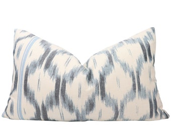Schumacher Santa Monica Ikat pillow cover in Indigo 176502 // Designer pillow cover // High end pillow cover // Decorative pillow cover