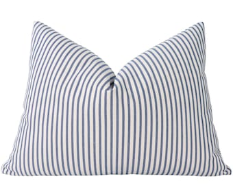 Perennials Jake Stripe OUTDOOR pillow cover in Azure Sea 800-78 - on both sides // Designer pillow cover // High end pillow cover