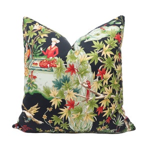 Ready to ship** 16x16 Brunschwig & Fils Lodi Garden Print pillow cover in Onyx 8018119.8.0 - Double sided // Designer pillow cover