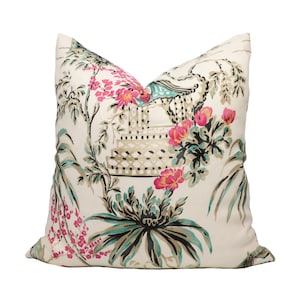 Brunschwig & Fils Tongli Print pillow cover in Peony 8019138.713.0 // Designer pillow // High end pillow // Decorative pillow.