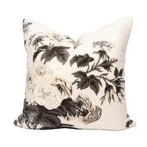 Schumacher Pyne Hollyhock pillow cover in Charcoal 174450 -ON BOTH SIDES //Designer pillow // High end pillow //Decorative pillow