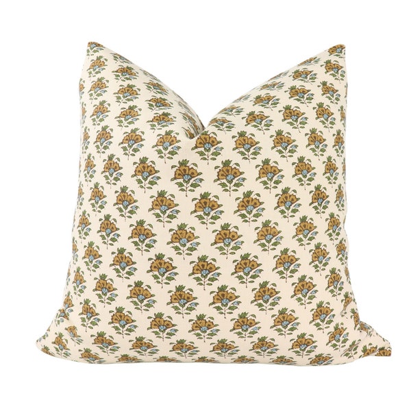 Namay Samay Gulnaar pillow cover in Ochre GUL-01 - on both sides // Designer pillow cover // High end pillow cover // Decorative pillow