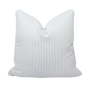 Perennials Jake Stripe OUTDOOR pillow cover in Ice Blue - on both sides 800-798 // Designer pillow with knife edge