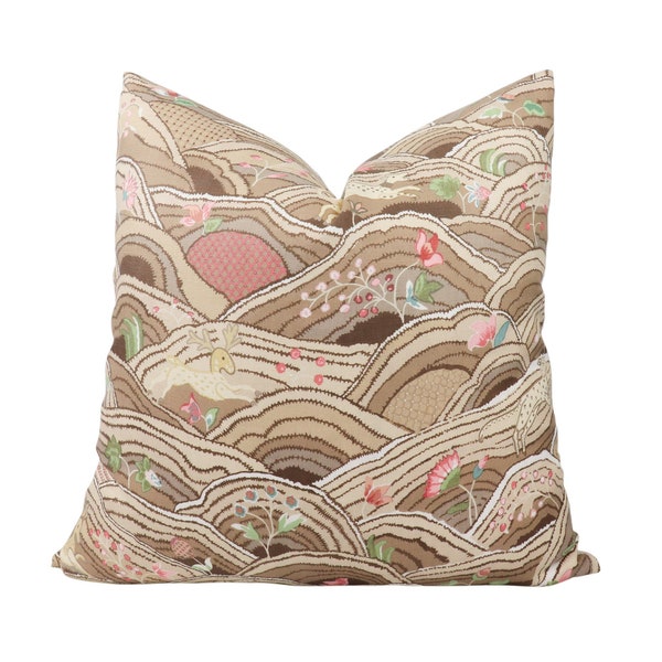 Schumacher Rolling Hills pillow cover in Mocha 177382 // Designer pillow // High end pillow // Decorative pillow