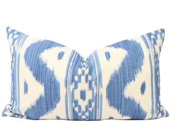 LISTO PARA ENVIAR Funda de almohada Quadrille Bali Hai en Blues on Tint 2020-01 // Funda de almohada de diseño // Almohada de alta gama con filo de cuchillo
