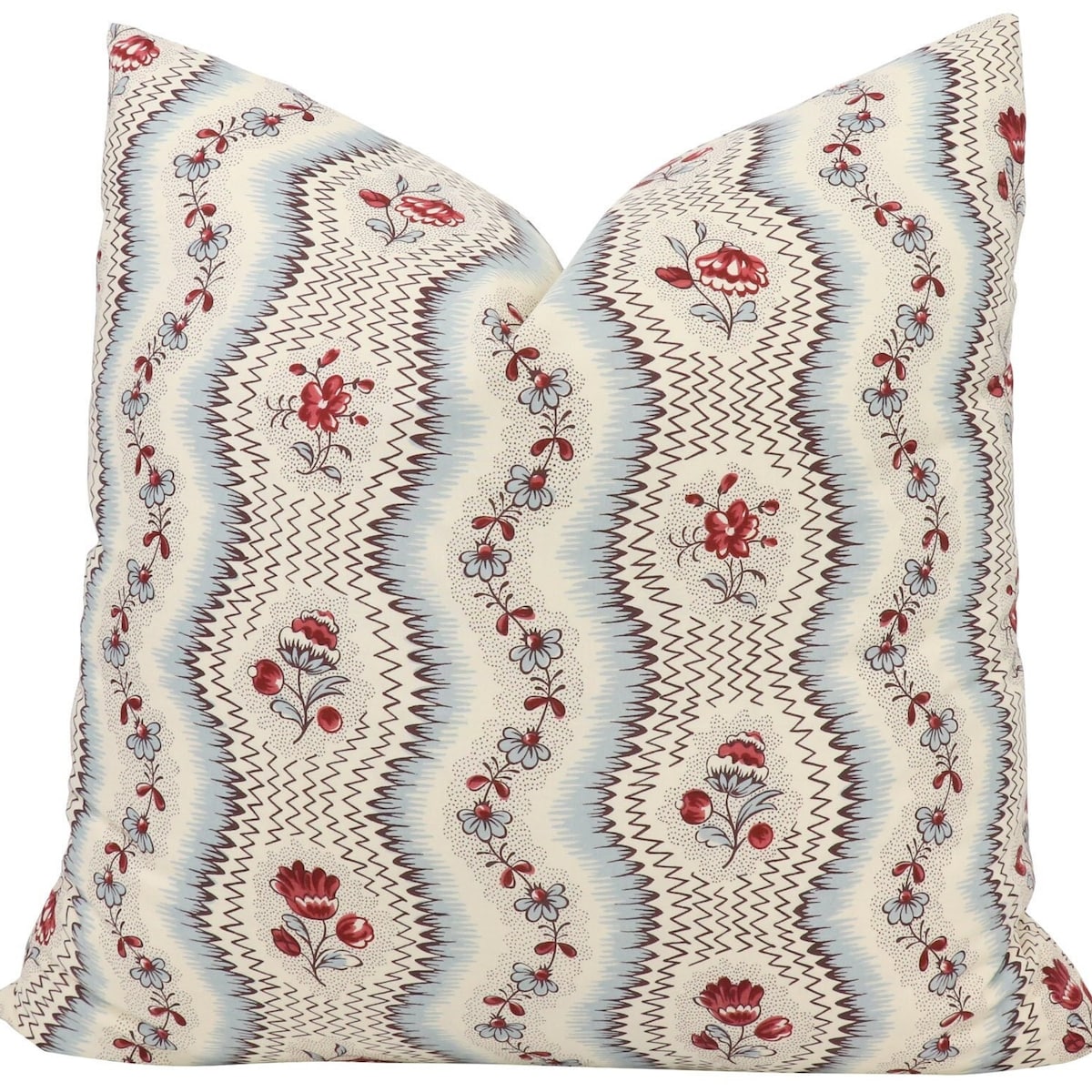 Pierre Frey Greuze Pillow Cover in Bleu Rouge (20" x 20")