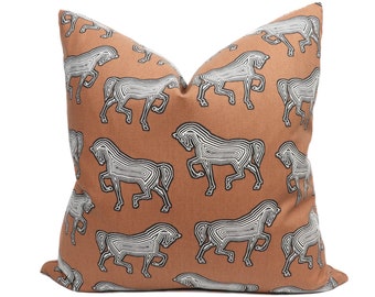 Schumacher Faubourg Horse pillow cover in Brown 178012 // Designer pillow // High end pillow // Decorative pillow