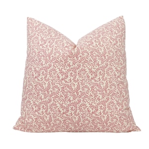 Pierre Frey Le Grand Corail Vermicule Positif pillow cover in Rose ancien B1886001 - ON BOTH SIDES // Designer pillow cover with knife edge