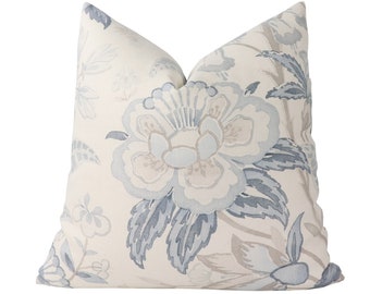 Funda de almohada con estampado Davenport de Lee Jofa en azul hielo 2017164.115.0 // Almohada de diseño // Almohada de alta gama // Almohada decorativa