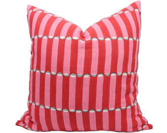 Molly Mahon Luna pillow cover in Pink & Red 179280 // Designer pillow // High end pillow // Decorative pillow // Hand block print